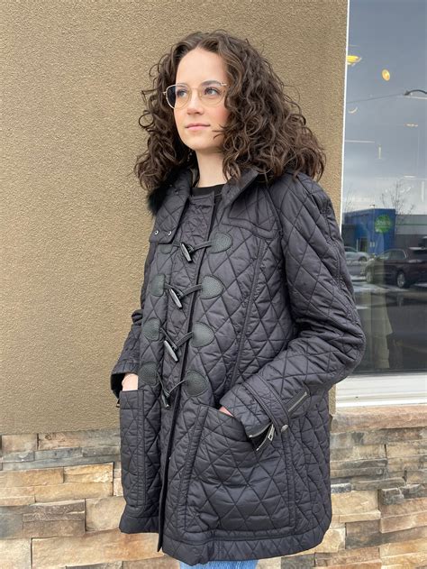 Black Quilted Coat w Fur Hood – Loom & Magpie Boutique