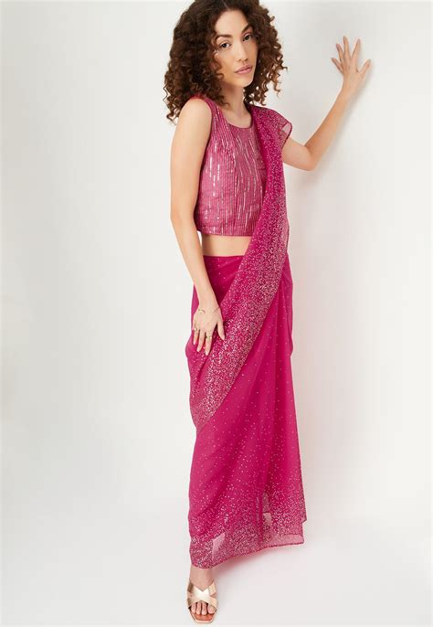 Buy Women Sequinned Pre-Stitched Saree with Blouse Online at just Rs ...