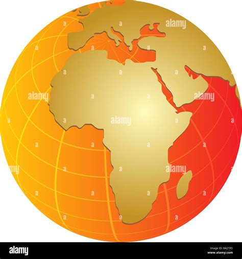 Globe map illustration of Africa middle east continents Stock Photo - Alamy
