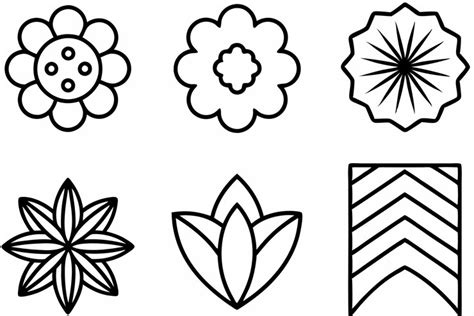 A set of flower designs with a white and black background | Premium Vector