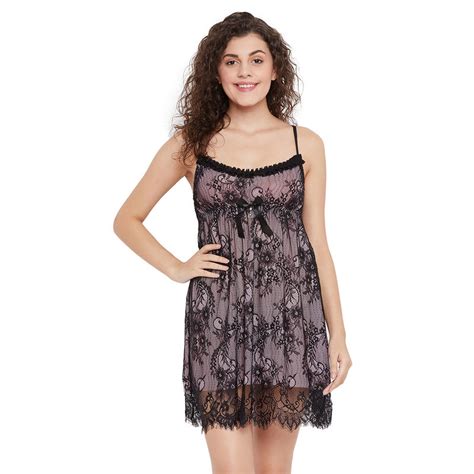 Buy Secrets By ZeroKaata Self Design Baby Doll For Women - Pink (S) Online