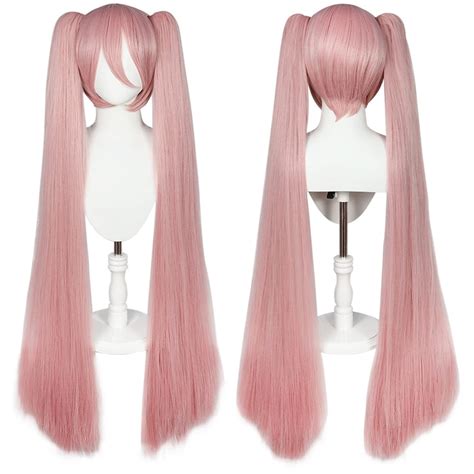 White Wig with Double Ponytails Wigs for Women Long Straight Synthetic ...