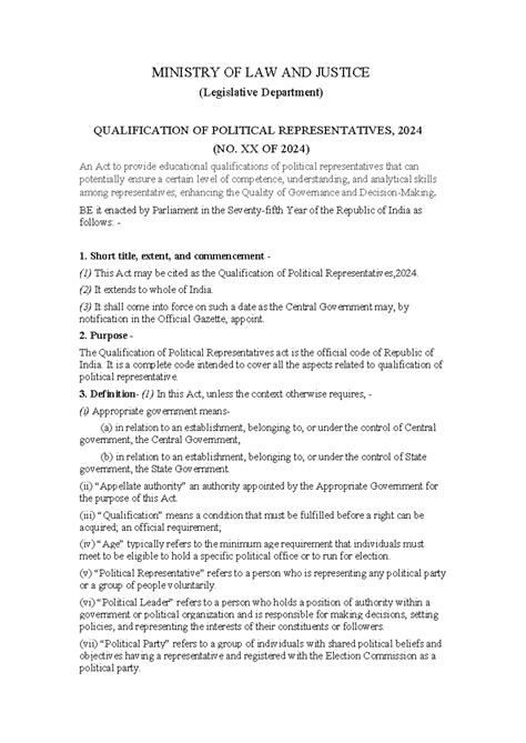 Ministry OF LAW AND Justice DRAFT - MINISTRY OF LAW AND JUSTICE ...