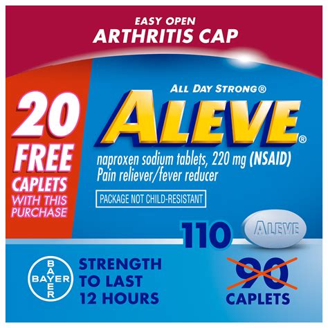 Aleve Easy Open Arthritis Caplets, Naproxen Sodium Pain Reliever for Back & Muscle, 110 Count ...