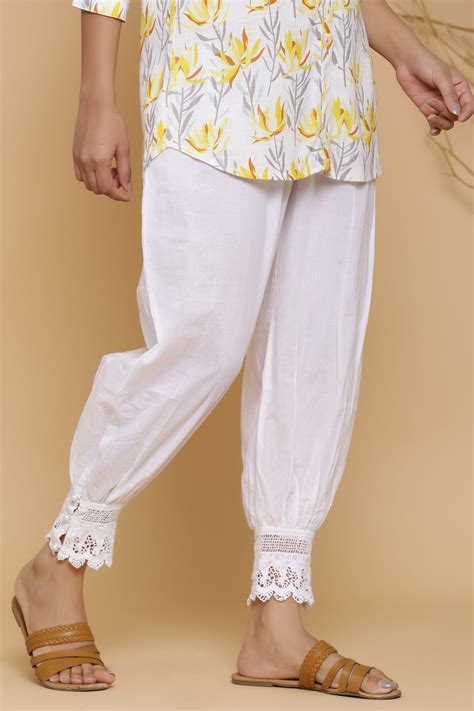 Buy White Lace Border Salwar Pants from Mayori.in | Women's Clothing ...