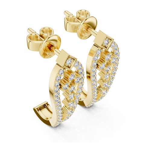 Diamond-Studded Gold Hoop Earrings – Nena Jewels