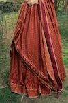 Buy Red Velvet Embroidery V-neck The Qalb Chikankari Woven Lehenga Set ...