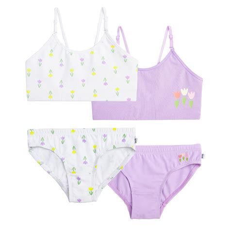 Tulips 4-Pack Training Bras & Low Waist Panties Set