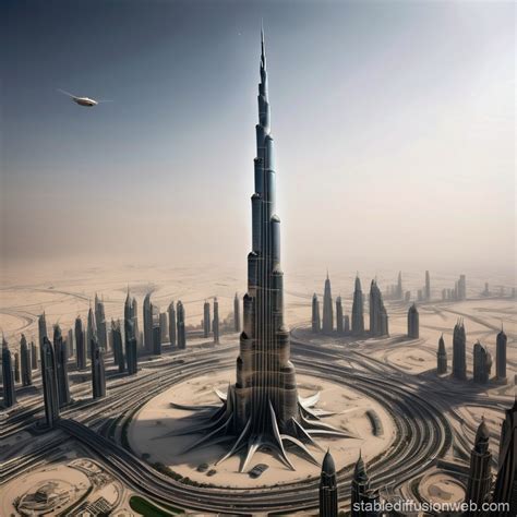 Alien Attack on Burj Khalifa | Stable Diffusion Online
