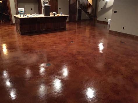Resurfaced concrete with english red stain and acrylic sealer and ...