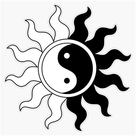 Buy Yin Yang Symbol Sun In Black White Sticker Vinyl Bumper Sticker ...