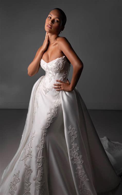 Couture Fit-and-Flare Wedding Dress with Satin Overskirt