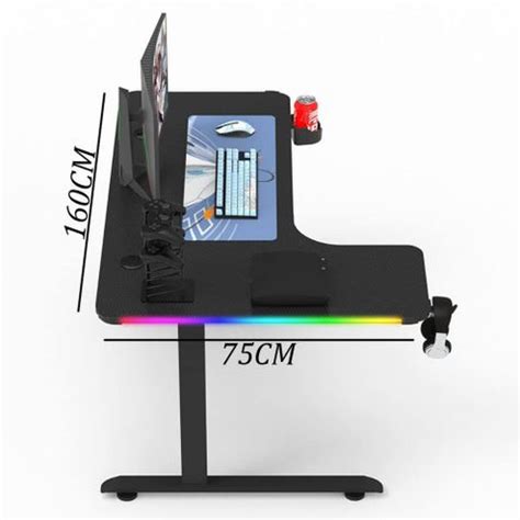 SYGA L-Shaped Gaming Table Desktop Computer Desk with LED Lights (Black ...