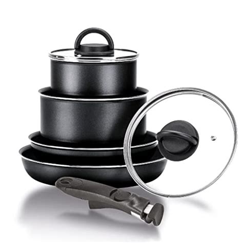 Set Di 2 Padelle Antiaderenti In Granito Con Coperchio – 24 E 28 Cm – Manico Dorato – Adatte A Induzione E Forno - 2