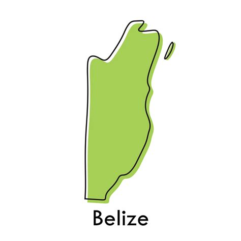 Belize map - simple hand drawn stylized concept with sketch black line ...