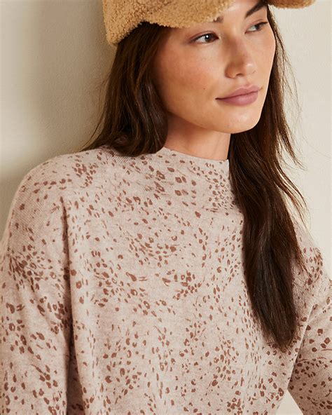 Printed Cashmere Mock-Neck Sweater | Garnet Hill