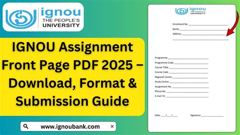 IGNOU Assignment Front Page PDF 2025 – Download, Format & Submission Guide