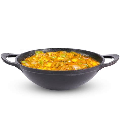 The Indus Valley Pre Seasoned Cast Iron Kadai With Curve | Desertcart INDIA