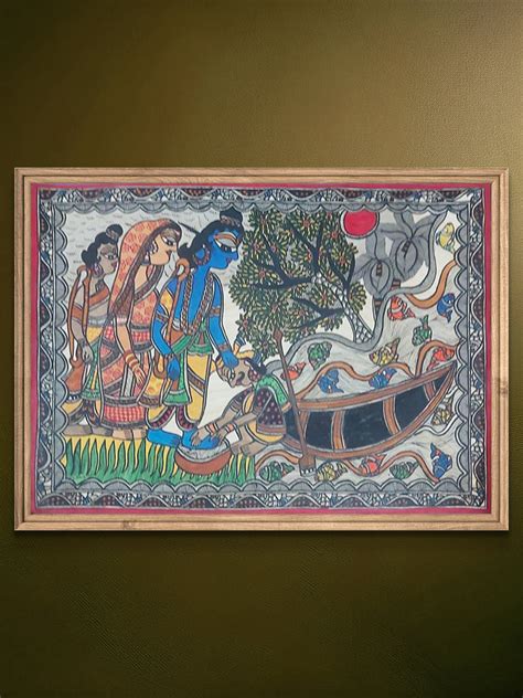 Rama, Lakshman and Sita in Madhubani Painting for sale