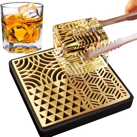 Amazon.com: Brass Ice Cube Stamp Tray Custom Ice Plate for Cocktails ...