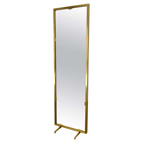 Double Sided Italian Brass Floor Mirror For Sale at 1stDibs