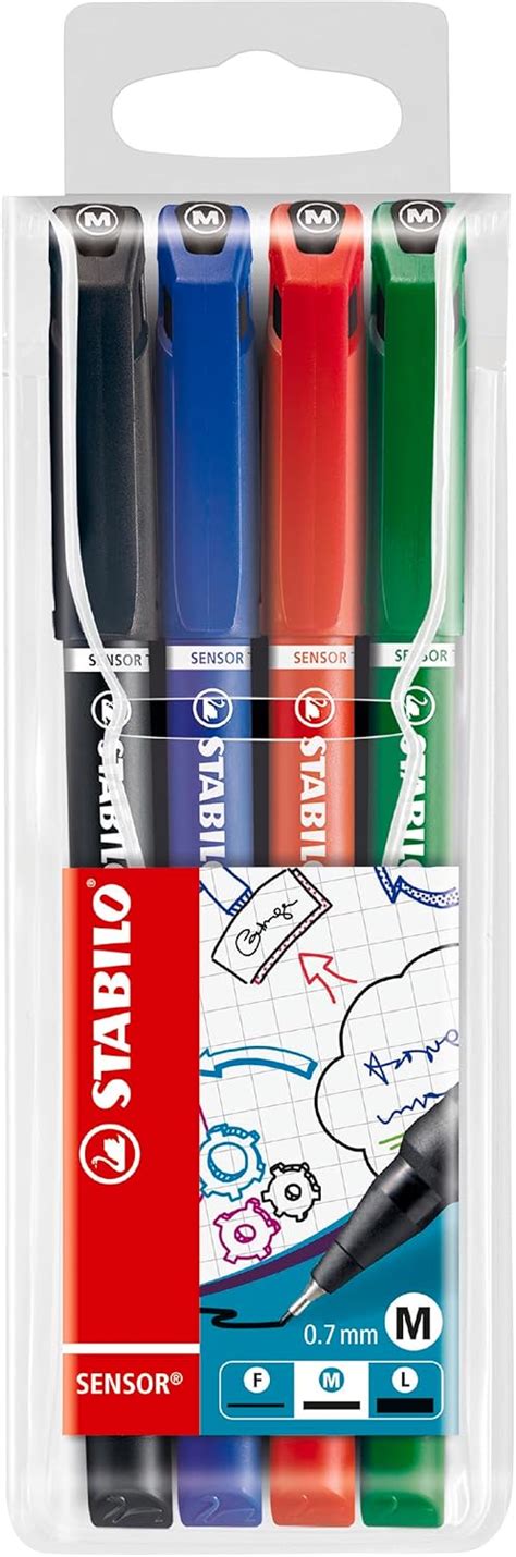 STABILO Fineliner Pen SENSOR M Wallet of 4 Assorted Colours : Amazon.in ...