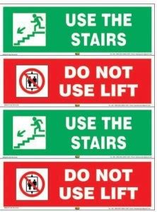Mr. SAFE Use the Stairs and Do Not Use Lift In PVC Sticker (Pack of 4 ...