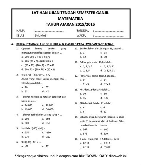 Asah Otak dengan Contoh Soal Matematika Kelas 2 SD: Siap Hadapi Ujian!