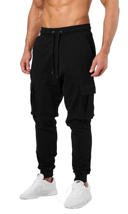 JUGULAR Men's Cotton Solid Stylish Mid Rise Cargo Black Track Pants (In ...
