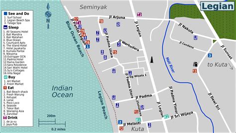 Legian Map | Kuta Bali Tourist Information | Bali tourist, Tourist information, Kuta bali