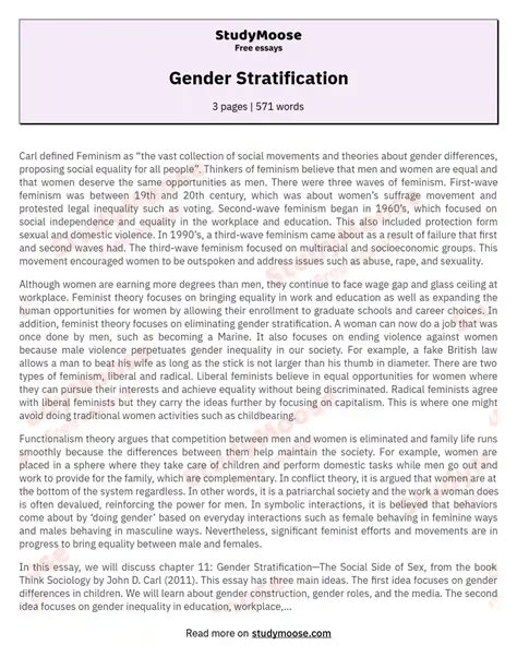 Gender Stratification Free Essay Example