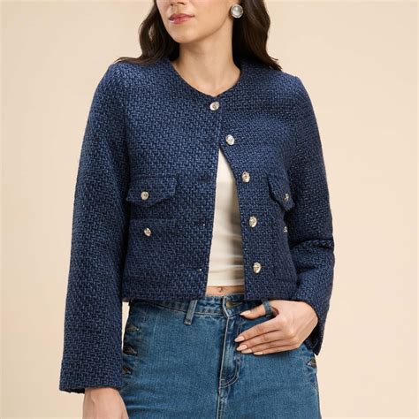 TAMMY CROPPED TWEED JACKET WITH DOUBLE POCKET DETAIL – Sunday Story