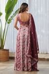 Buy Burgundy Silk, Georgette Sequins, Embroidery Scoop Floral Gradient ...