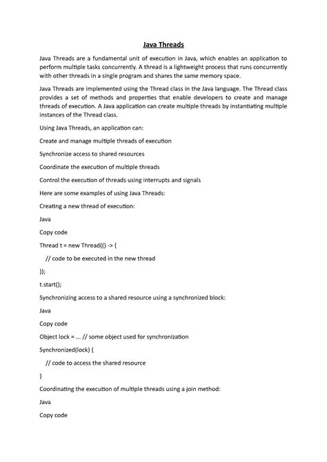 Java Threads - Java Threads Java Threads are a fundamental unit of ...