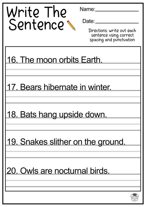 Writing Sentences Worksheets For 2Nd Grade at Phoebe Colman blog