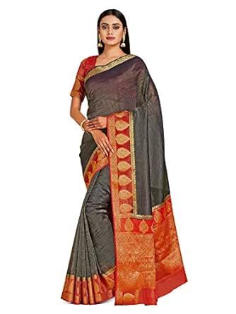 MIMOSA Women Kanjivaram Style Art Silk Saree Color : Black (4687-2675 ...
