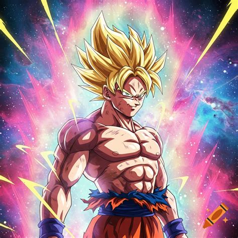 Anime illustration of Super Saiyan Goku powering up in space with ...