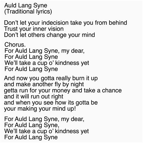 Auld Lang Syne Lyrics Printable
