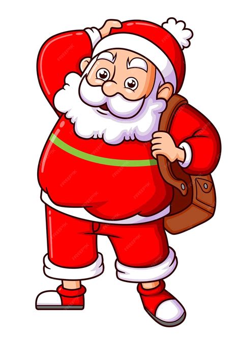 Premium Vector | The old santa claus with the big bag is going to traveling