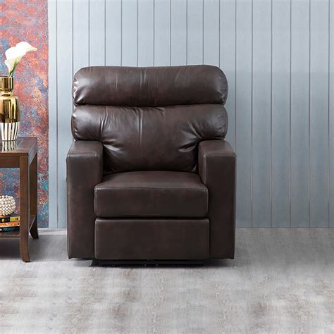 Buy Montoya Faux Leather Electric Recliner-1 Seater Dark Brown from ...