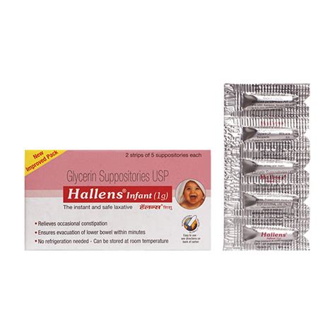 Buy Hallens Infant 1gm Glycerin Suppositories | 19 Minutes Delivery | Apollo Pharmacy