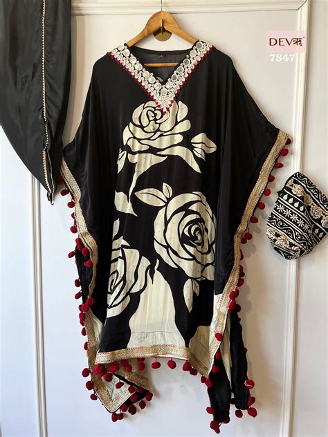 natural crepe kaftan set {7847}