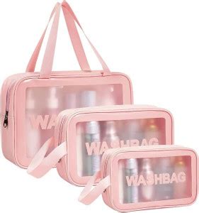 PINZOR Travel Cosmetic Bag Clear Makeup Pouch Set Travel Toiletry Wash ...