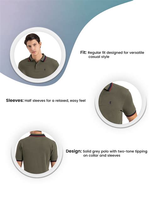 Men Olive Solid Two-Tone Tipping Polo T-Shirt | Redtape