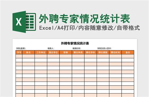 外聘专家情况统计表-Excel表格-工图网