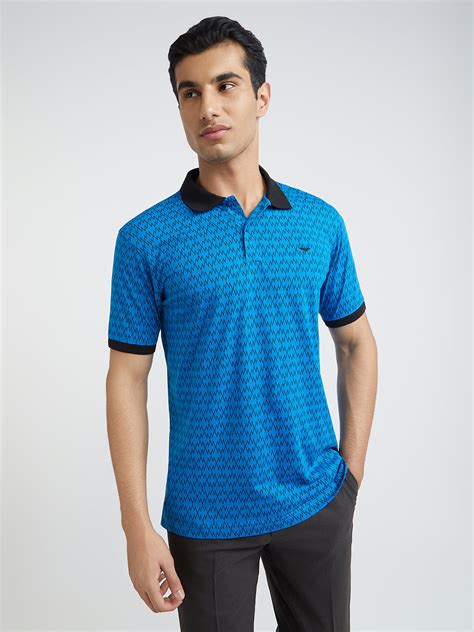 Park Avenue Men Blue Printed Slim Fit Cotton Blend T-Shirt – MyRaymond