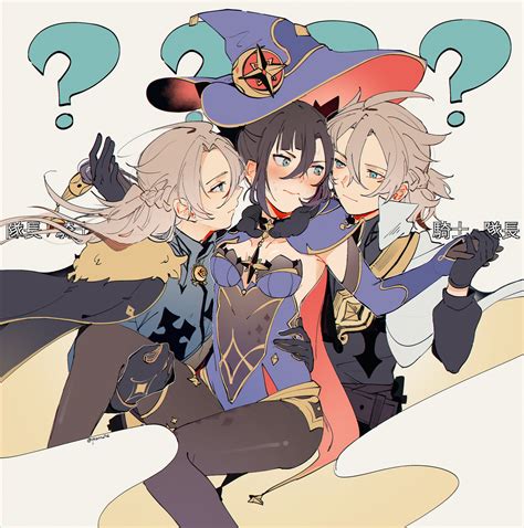 mona, albedo, and primordial albedo (genshin impact) drawn by ...