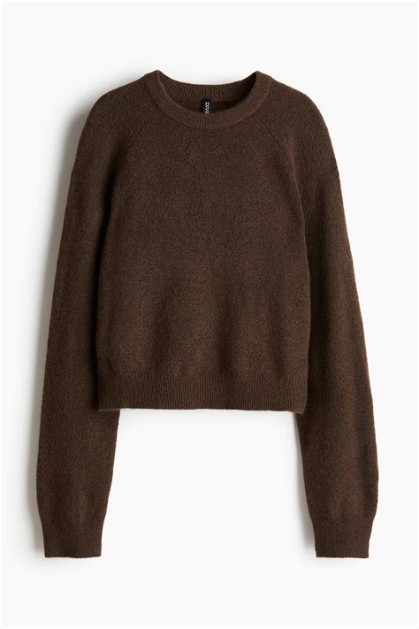 Short Fine-Knit Sweater - Dark brown - Ladies | H&M US