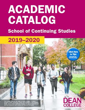 Fillable Online SCS Academic Catalog 2019-2020. Dean College School of ...