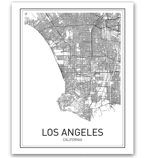 Buy Los Angeles Map City Map Posters Los Angeles Print California Print ...